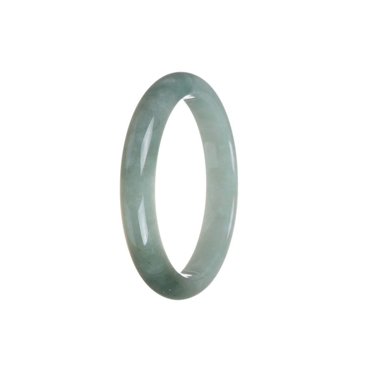 Certified Type A Green Jade Bangle Bracelet - 55mm Half Moon