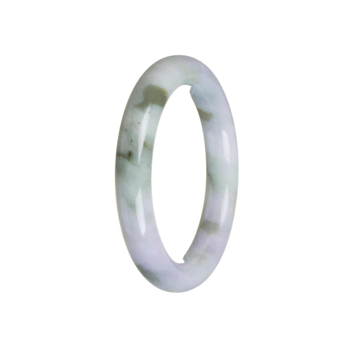 Certified Grade A Green with Lavender Jadeite Jade Bangle - 56mm Round