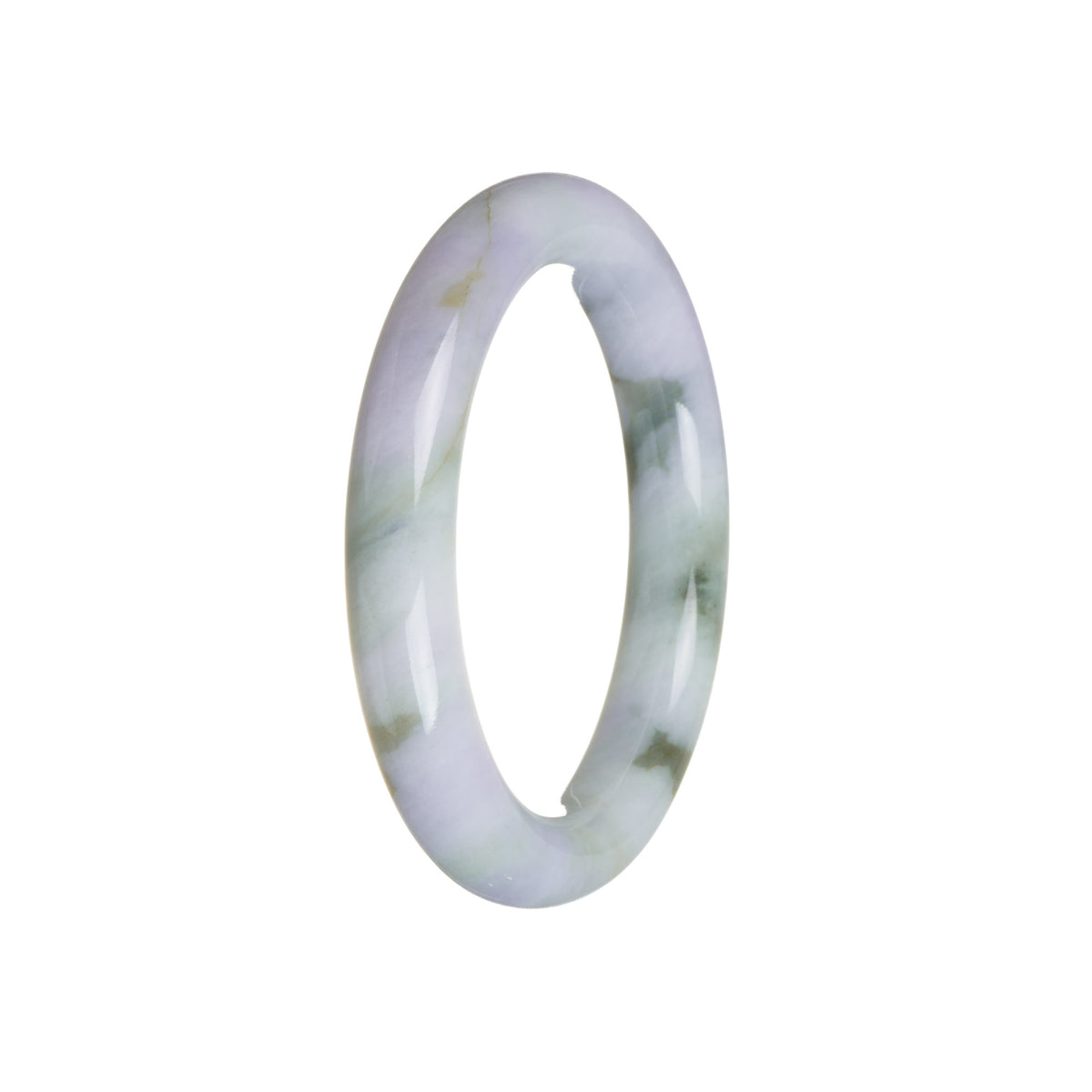 Certified Grade A Green with Lavender Jadeite Jade Bangle - 56mm Round