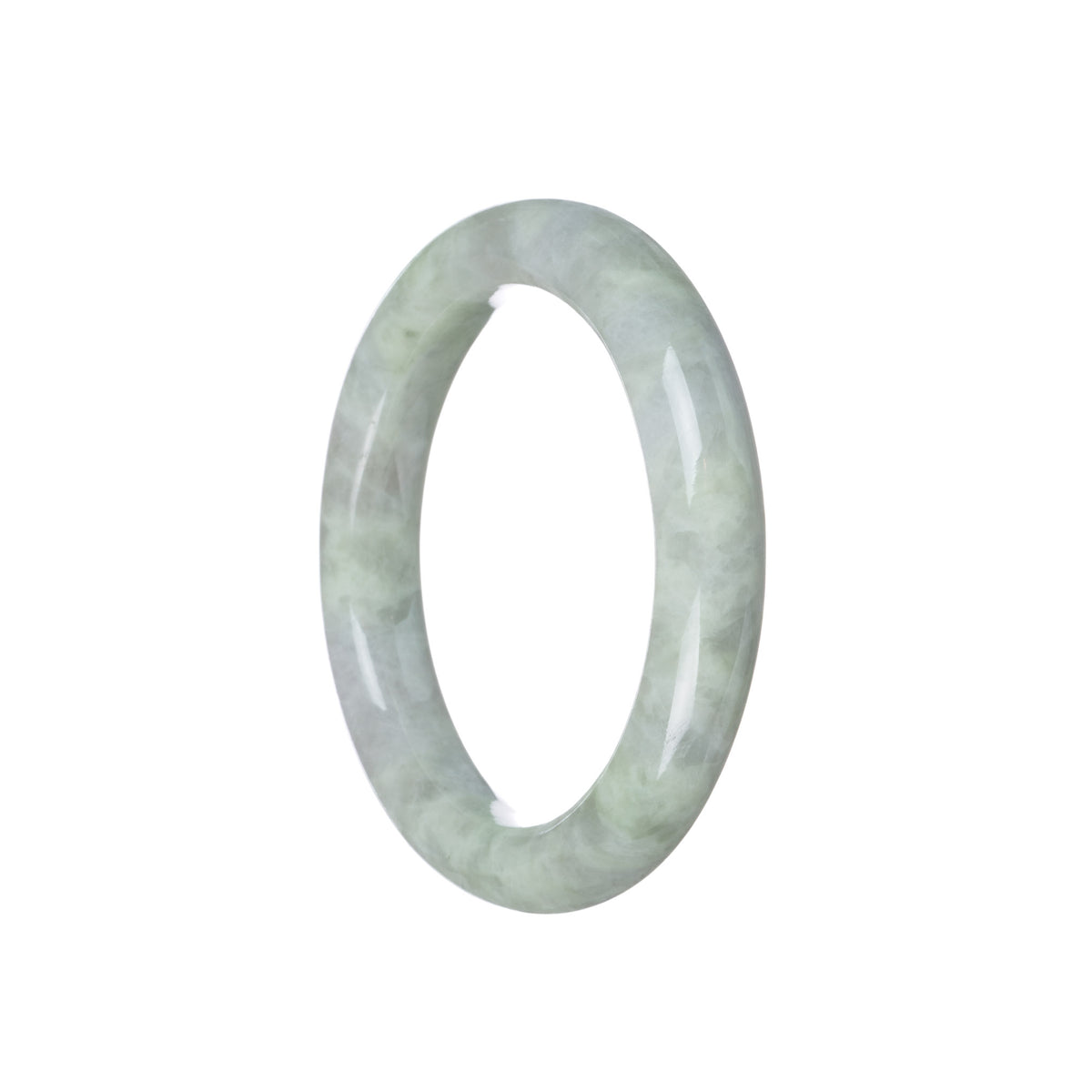 Genuine Grade A Green with Light Grey Burma Jade Bracelet - 55mm Round