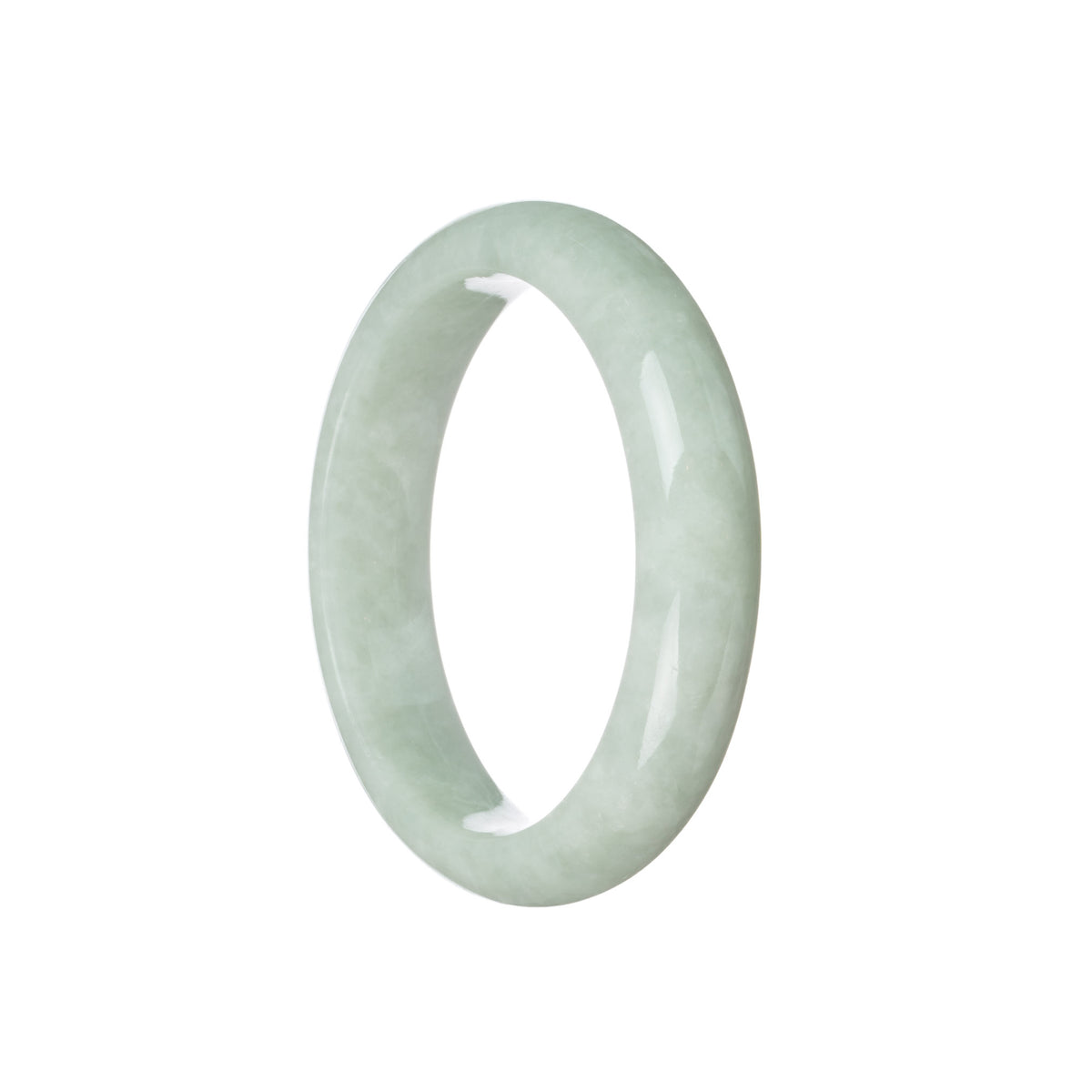 Authentic Grade A Light Green Jadeite Bangle Bracelet - 58mm Half Moon