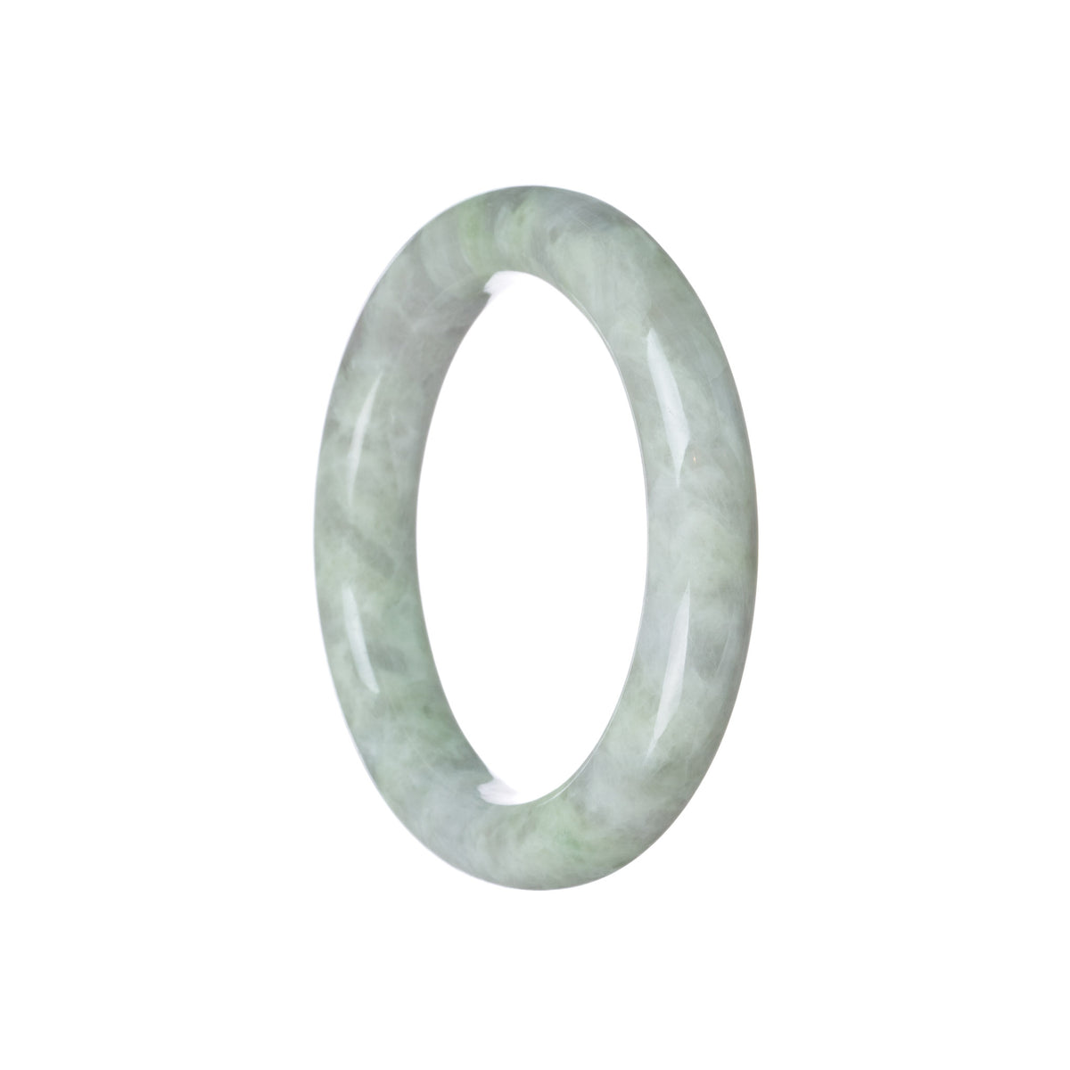 Genuine Untreated Green and Light Grey Jadeite Jade Bracelet - 55mm Round