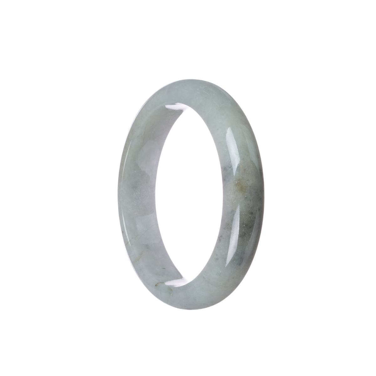 Authentic Grade A Light Grey Jadeite Bangle Bracelet - 55mm Semi Round