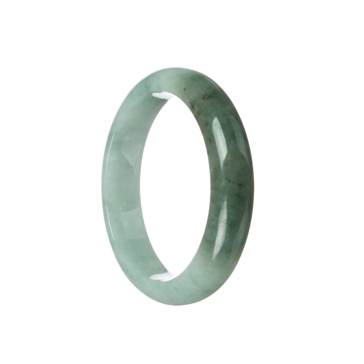 Certified Grade A Light Green with Deep Green Patch Burma Jade Bracelet - 58mm Half Moon