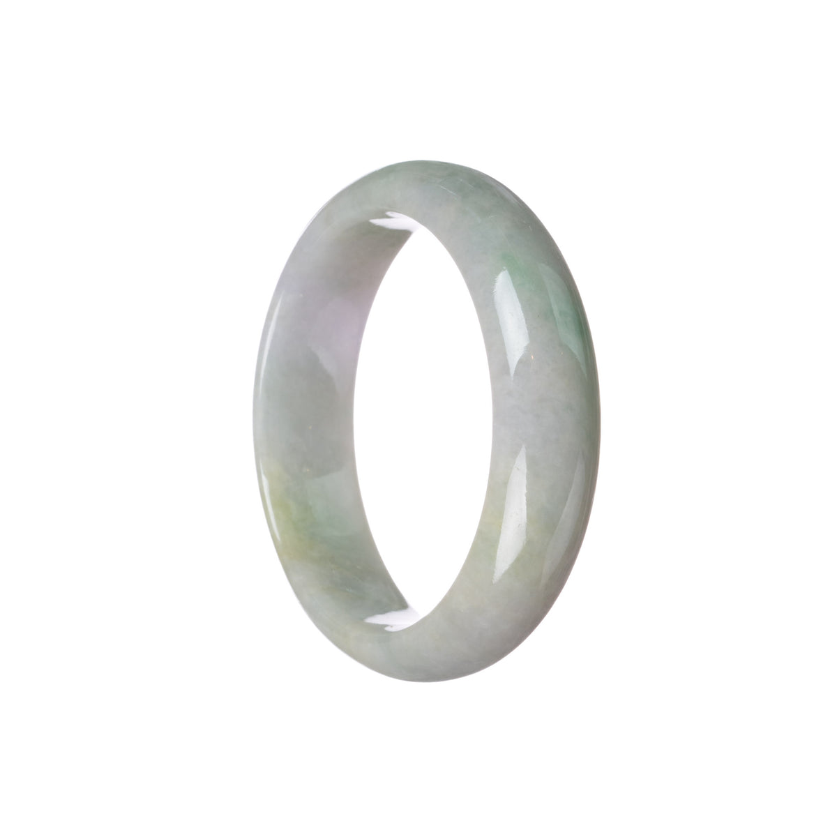 Real Natural Green with Lavender Jade Bracelet - 55mm Half Moon