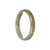 Genuine Type A Brownish Green with White Patch Jadeite Bangle Bracelet - 59mm Half Moon