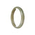 Genuine Type A Brownish Green with White Patch Jadeite Bangle Bracelet - 59mm Half Moon