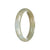 Certified Grade A Brownish Olive Green with White Patch Jadeite Jade Bangle Bracelet - 59mm Half Moon