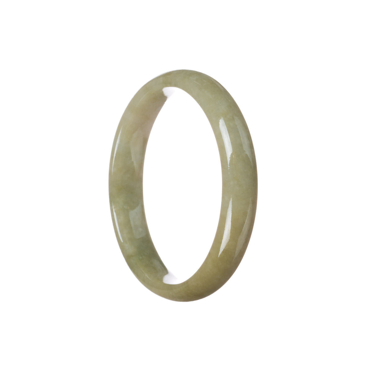 Real Untreated Brownish Olive Green Jadeite Bangle - 59mm Half Moon