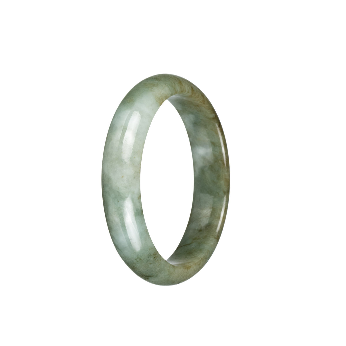 Certified Untreated Olive Green Jade Bangle Bracelet - 54mm Half Moon