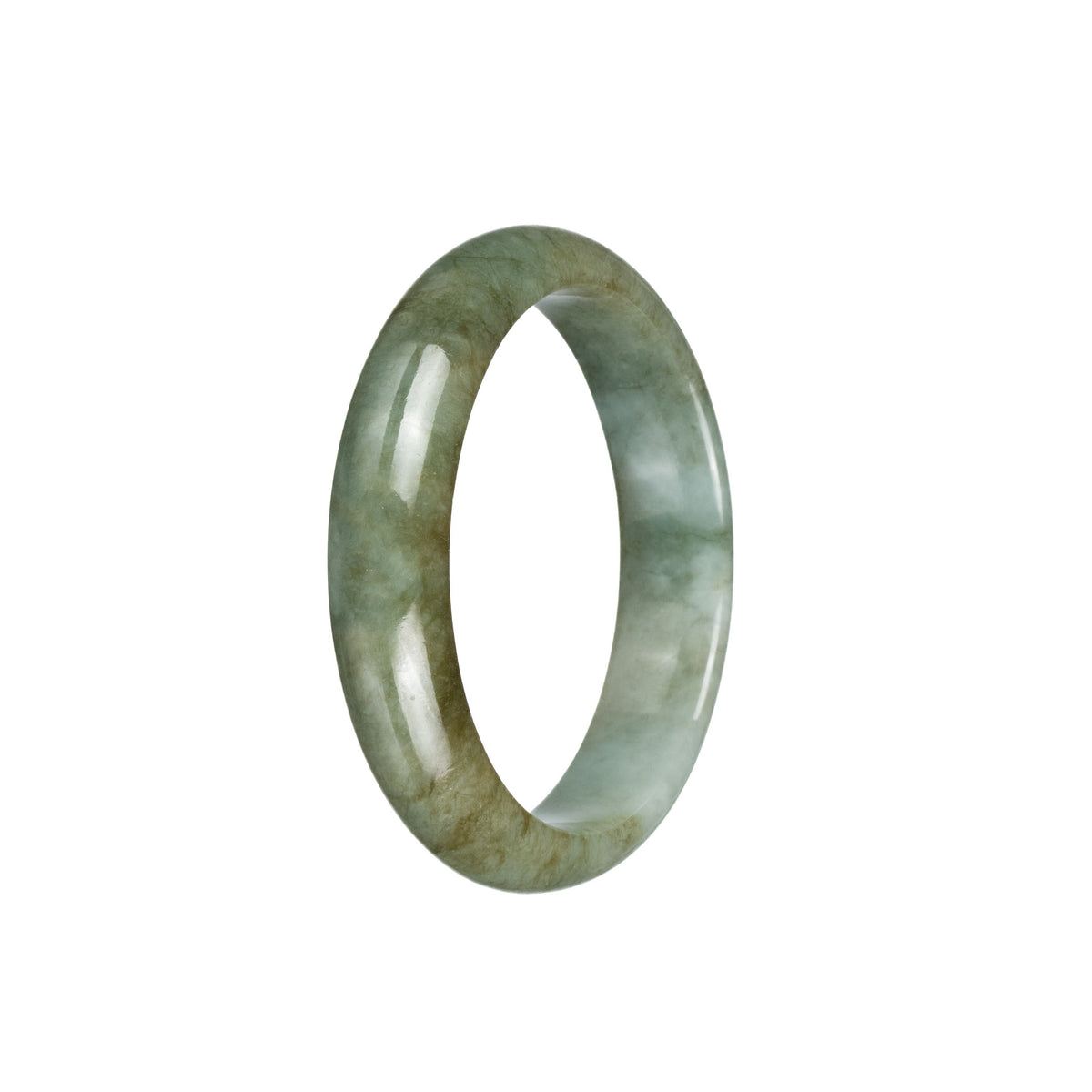 Certified Untreated Olive Green Jade Bangle Bracelet - 54mm Half Moon