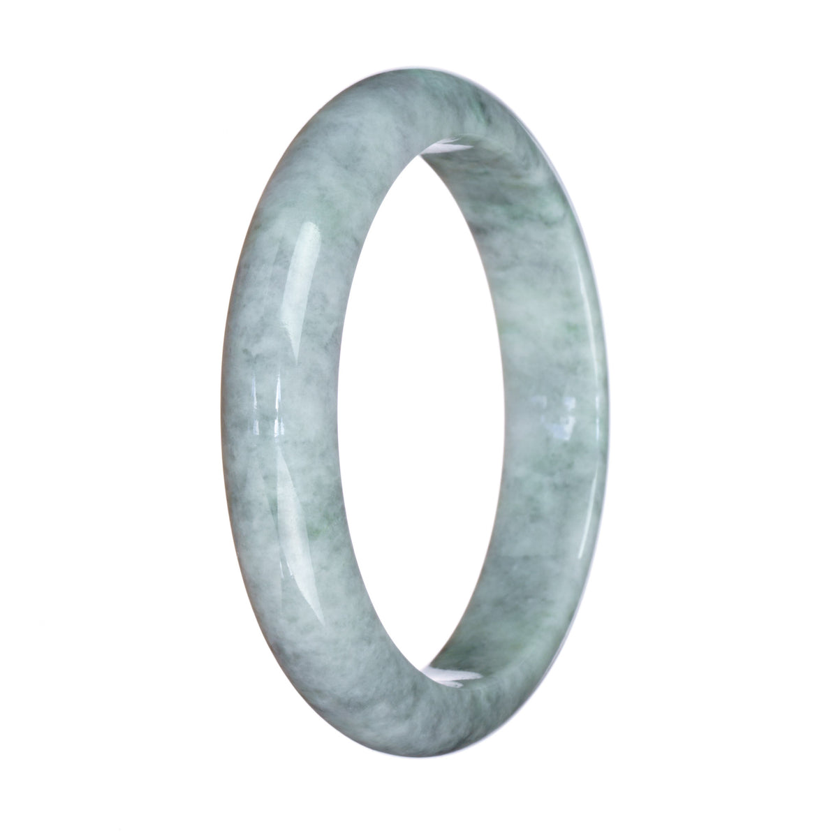 Genuine Untreated Grey Pattern Burmese Jade Bracelet - 59mm Half Moon