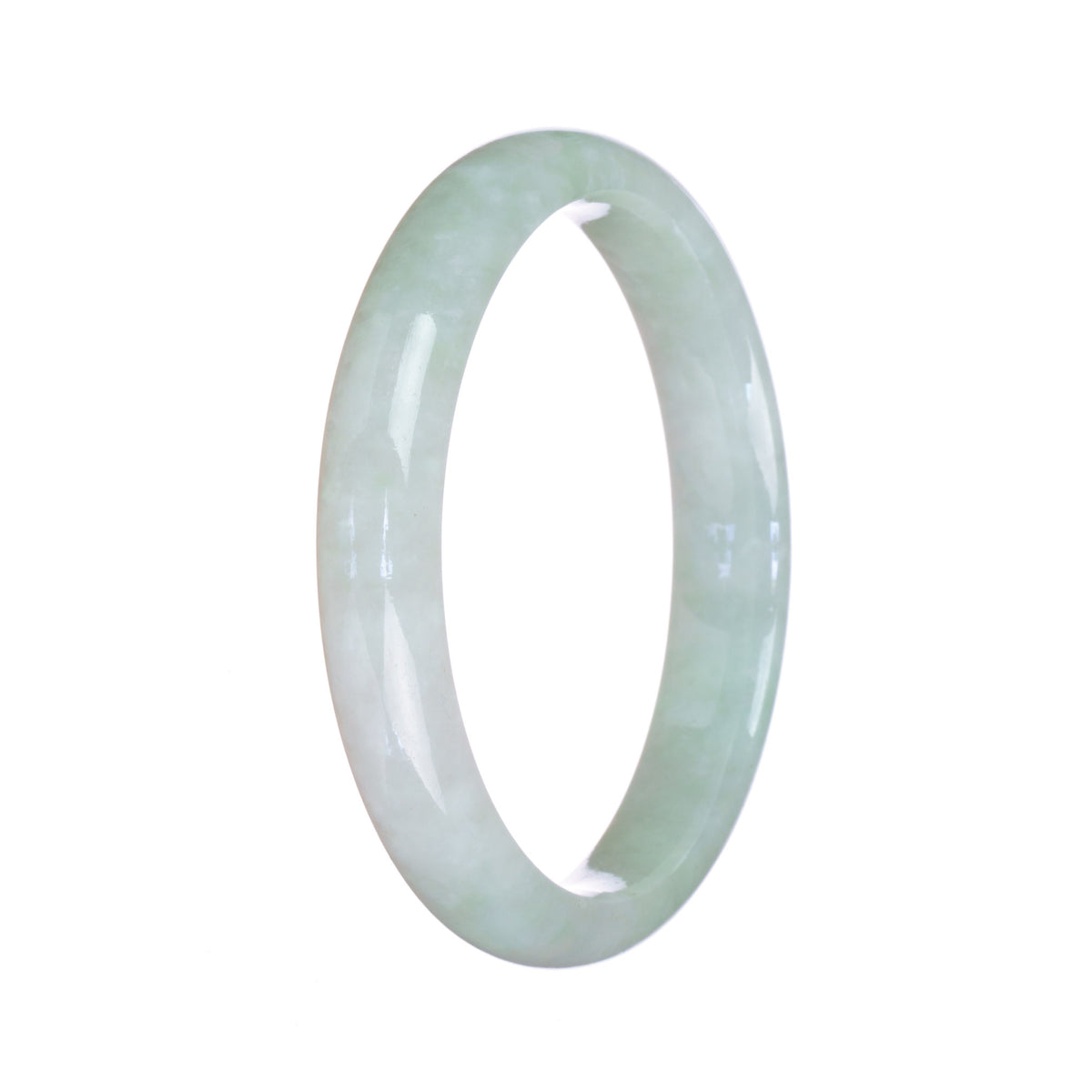 Authentic Untreated Light Green Jadeite Bangle Bracelet - 57mm Half Moon