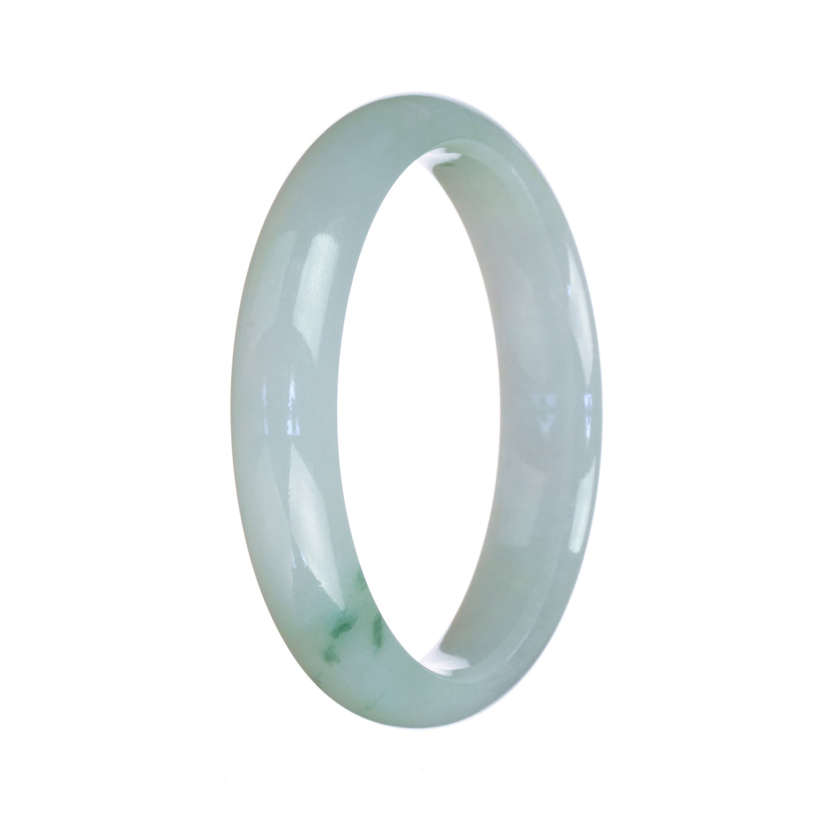 Real Grade A Pale Green Pattern Traditional Jade Bracelet - 56mm Half Moon