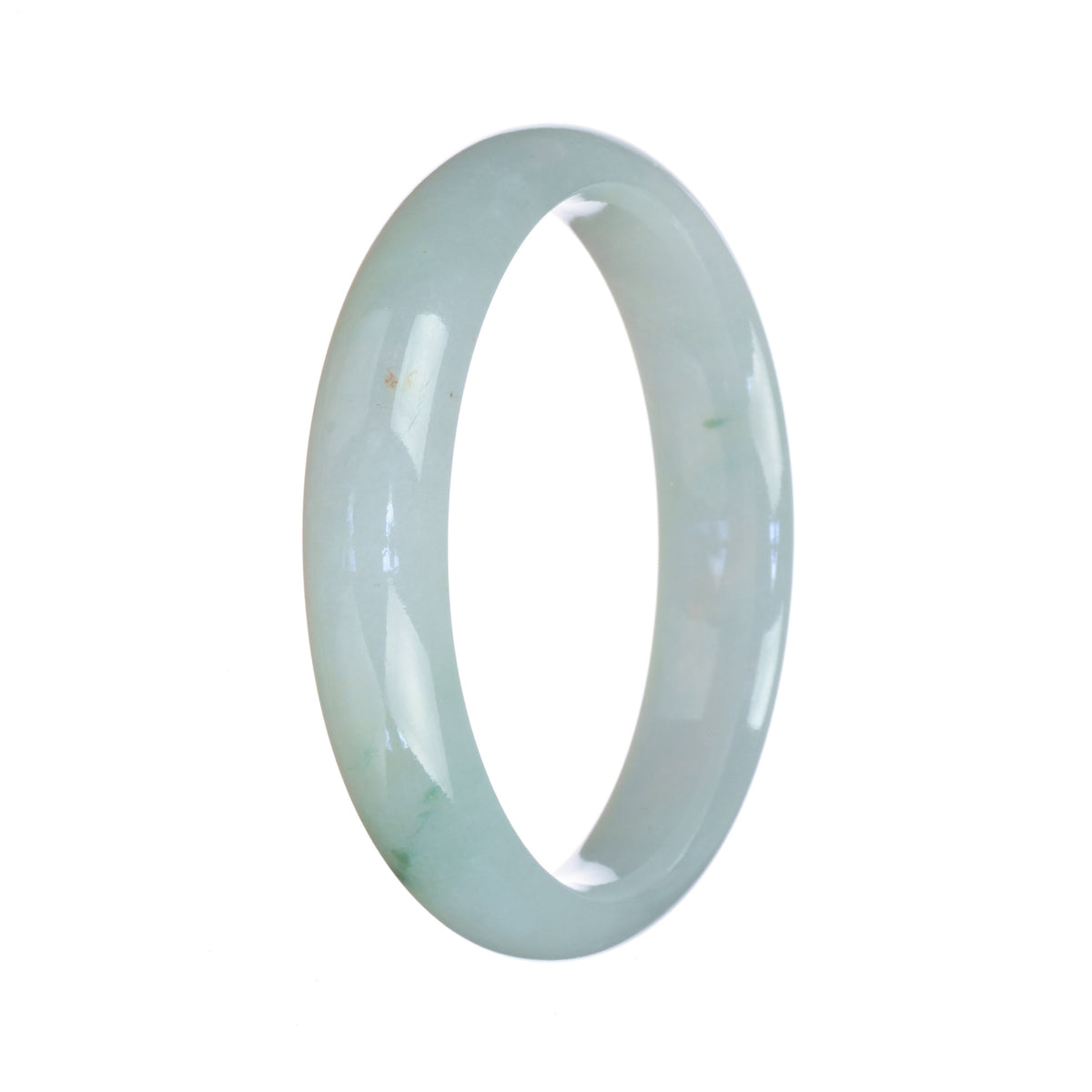 Real Grade A Pale Green Pattern Traditional Jade Bracelet - 56mm Half Moon