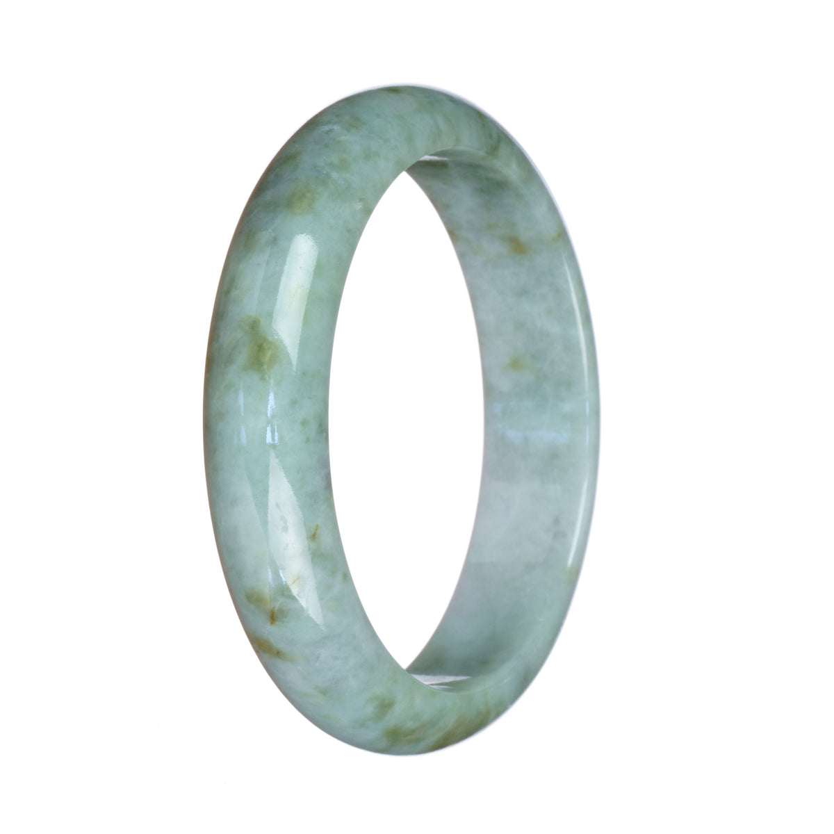 Certified Grade A Pale Green Burmese Jade Bangle - 58mm Half Moon