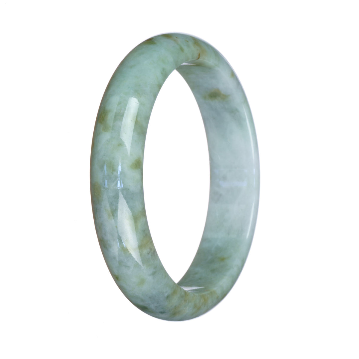 Certified Grade A Pale Green Burmese Jade Bangle - 58mm Half Moon