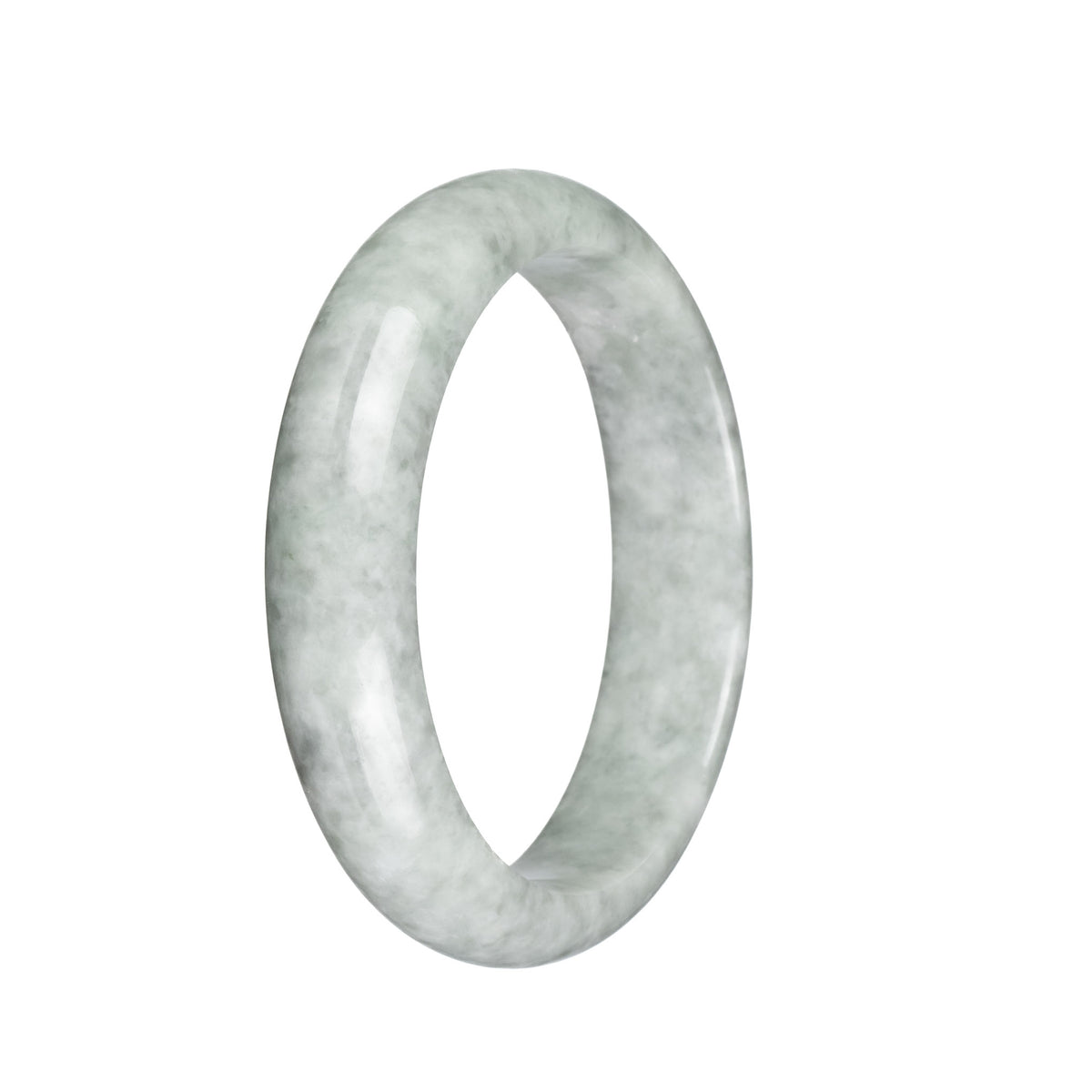 Authentic Grade A Grey Pattern Jade Bangle - 63mm Half Moon