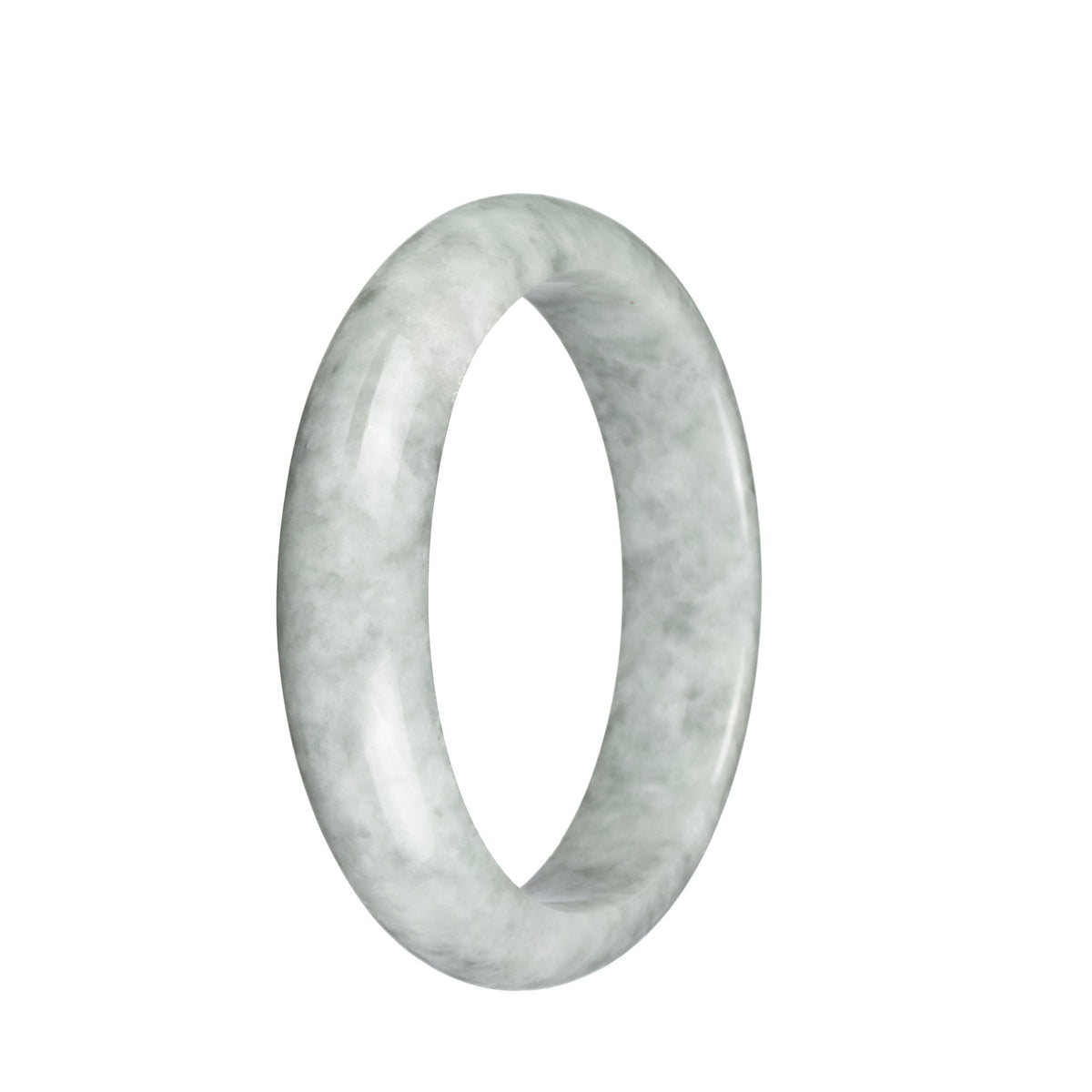 Authentic Grade A Grey Pattern Jade Bangle - 63mm Half Moon