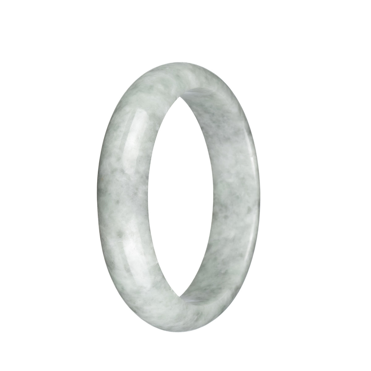 Authentic Grade A Grey Pattern Jade Bangle - 63mm Half Moon