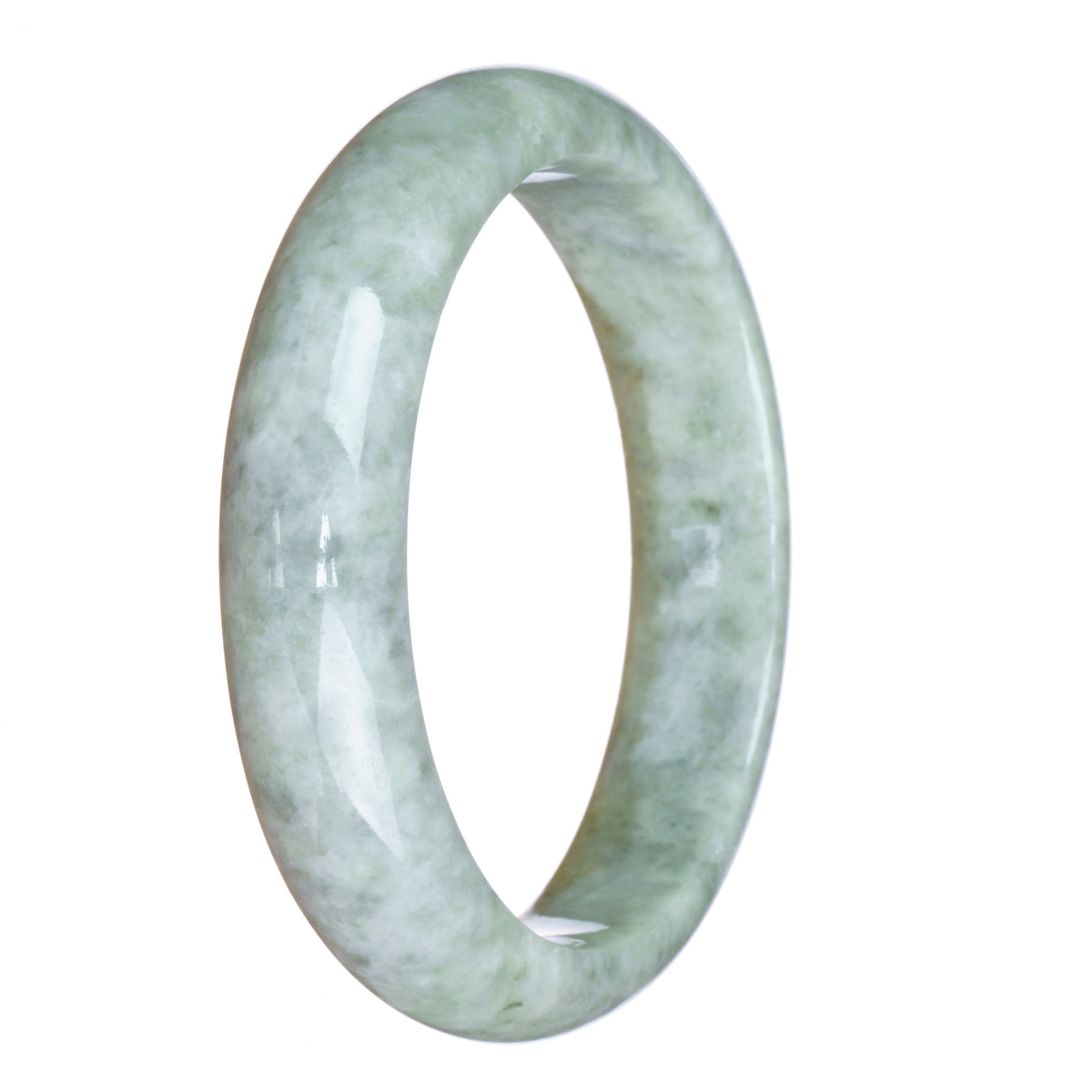 Genuine Type A Grey Pattern Jadeite Jade Bracelet - 63mm Half Moon