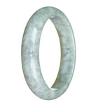 Genuine Type A Grey Pattern Jadeite Jade Bracelet - 63mm Half Moon