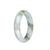 Genuine Natural White and Olive Green Traditional Jade Bangle Bracelet - 55mm Half Moon