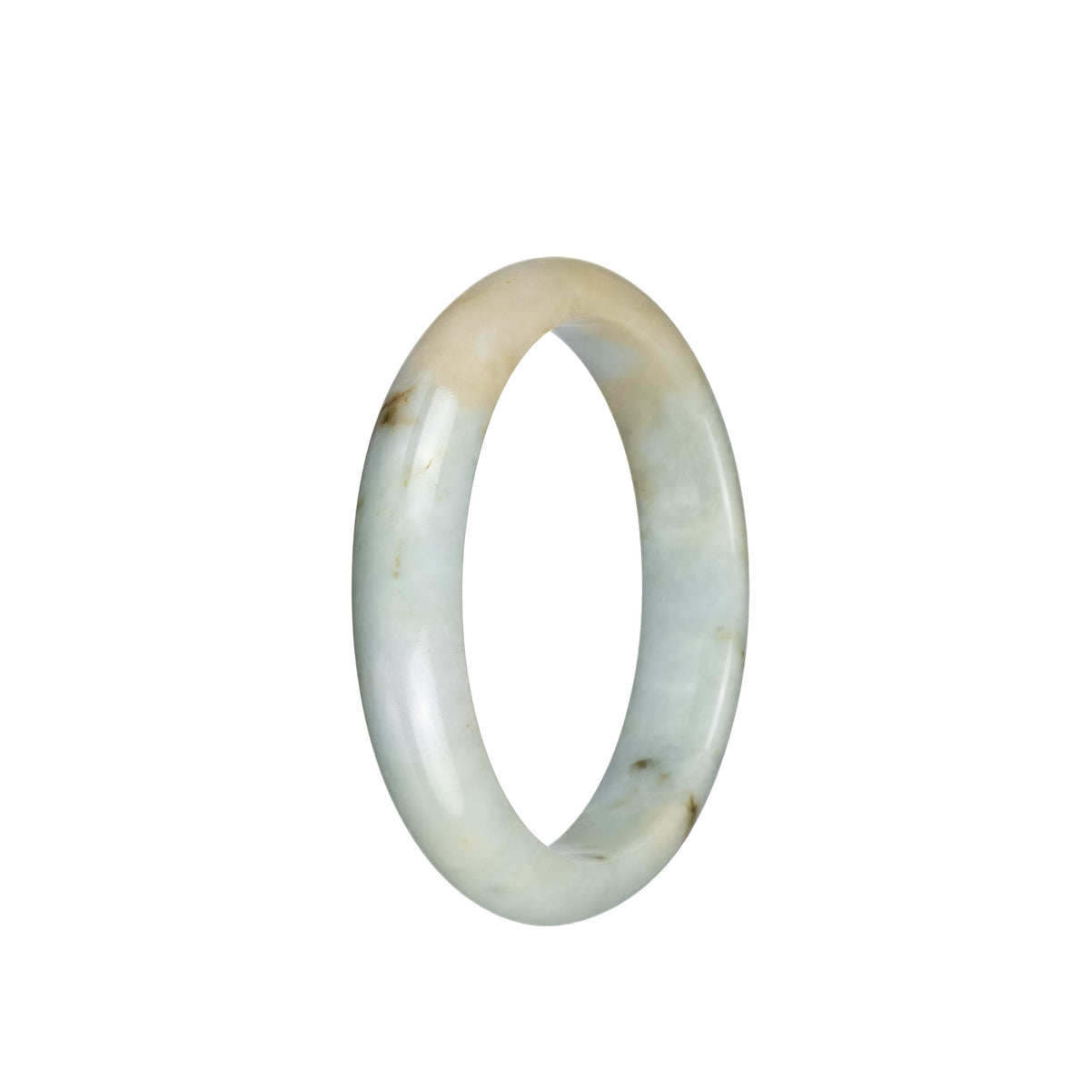 Genuine Grade A Pale Green Burmese Jade Bangle Bracelet - 54mm Half Moon