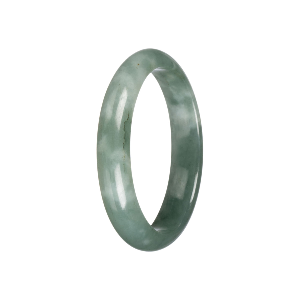 Certified Grade A Green Pattern Jade Bangle Bracelet - 59mm Oval