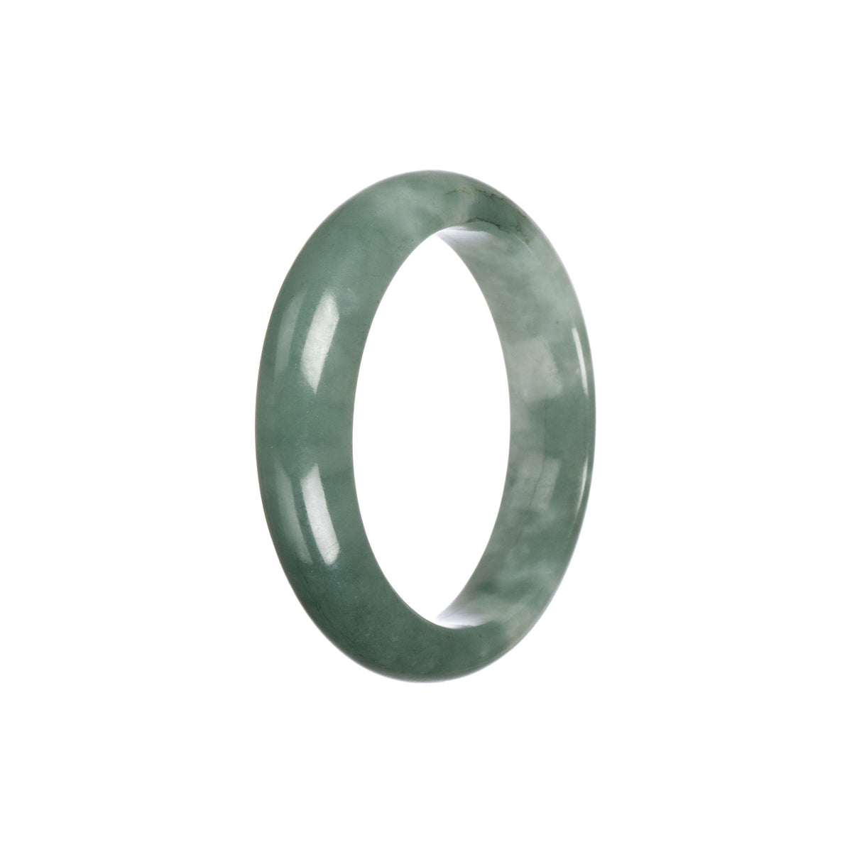 Certified Grade A Green Pattern Jade Bangle Bracelet - 59mm Oval