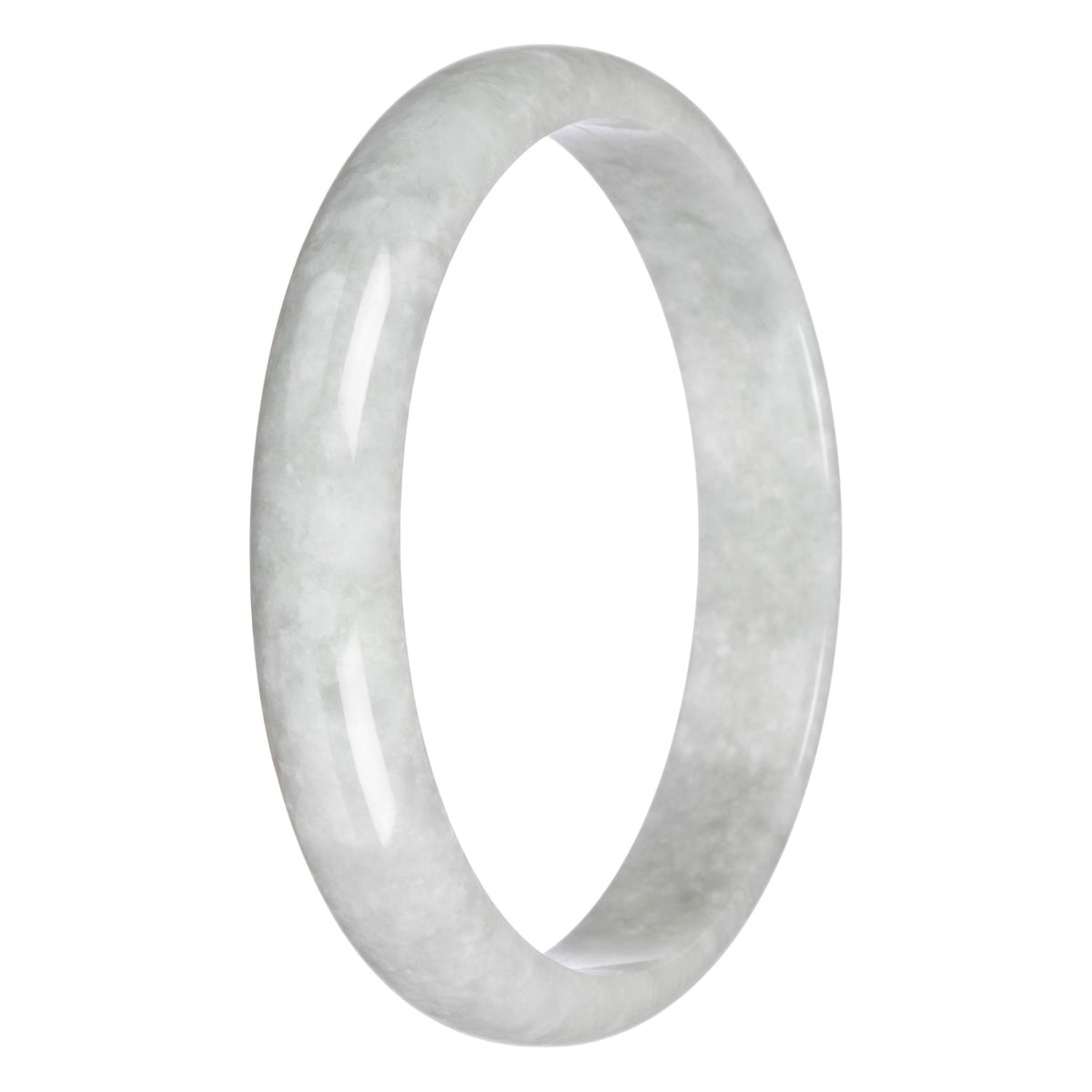 Certified Type A Greyish White Jadeite Bracelet - 83mm Half Moon