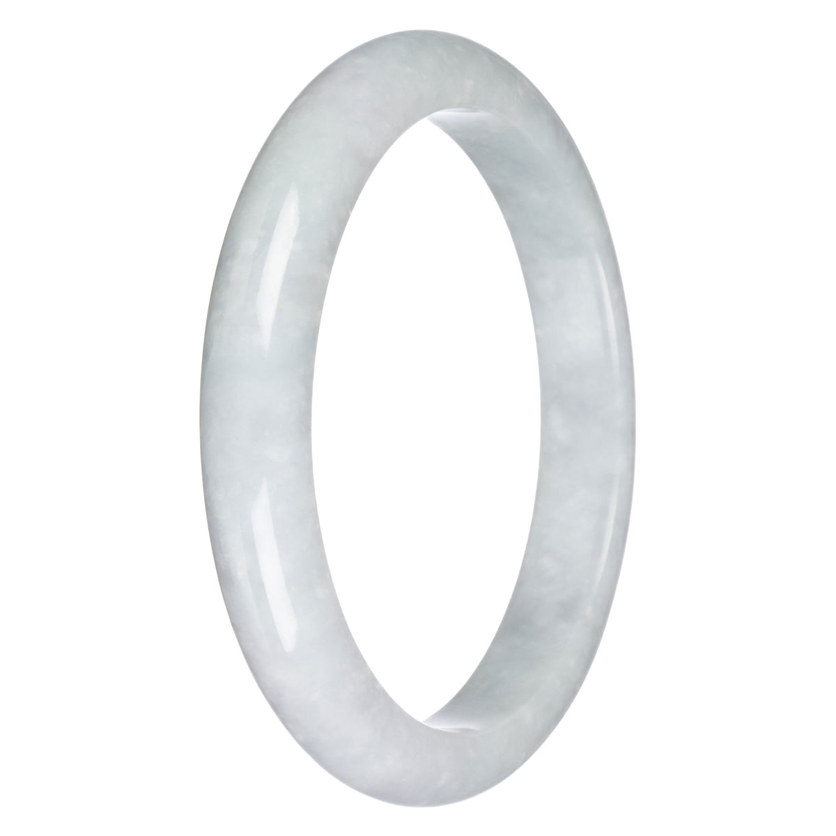 Real Type A Pale Green Burma Jade Bangle Bracelet - 78mm Half Moon