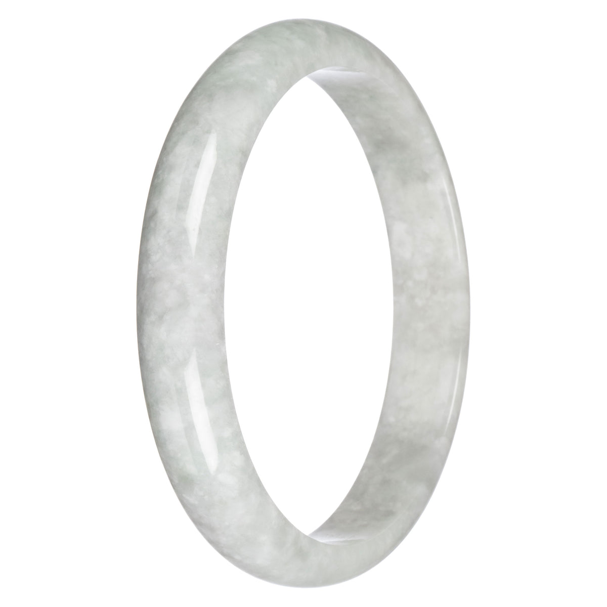 Certified Untreated Pale Green Burma Jade Bangle Bracelet - 82mm Half Moon