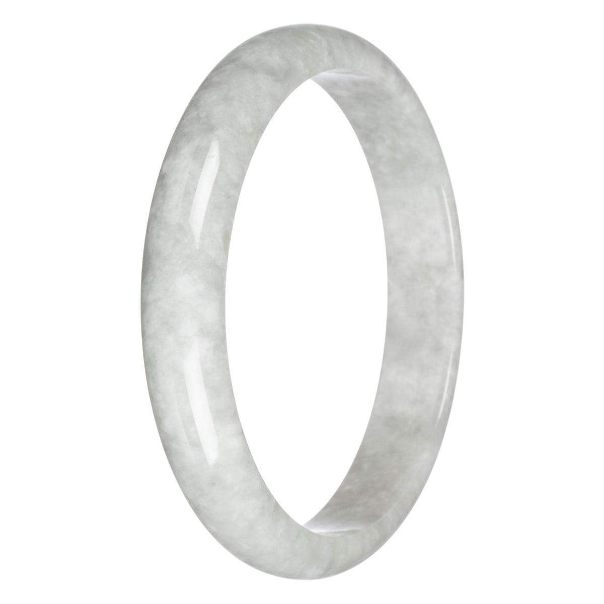 Certified Untreated Pale Green Burma Jade Bangle Bracelet - 82mm Half Moon