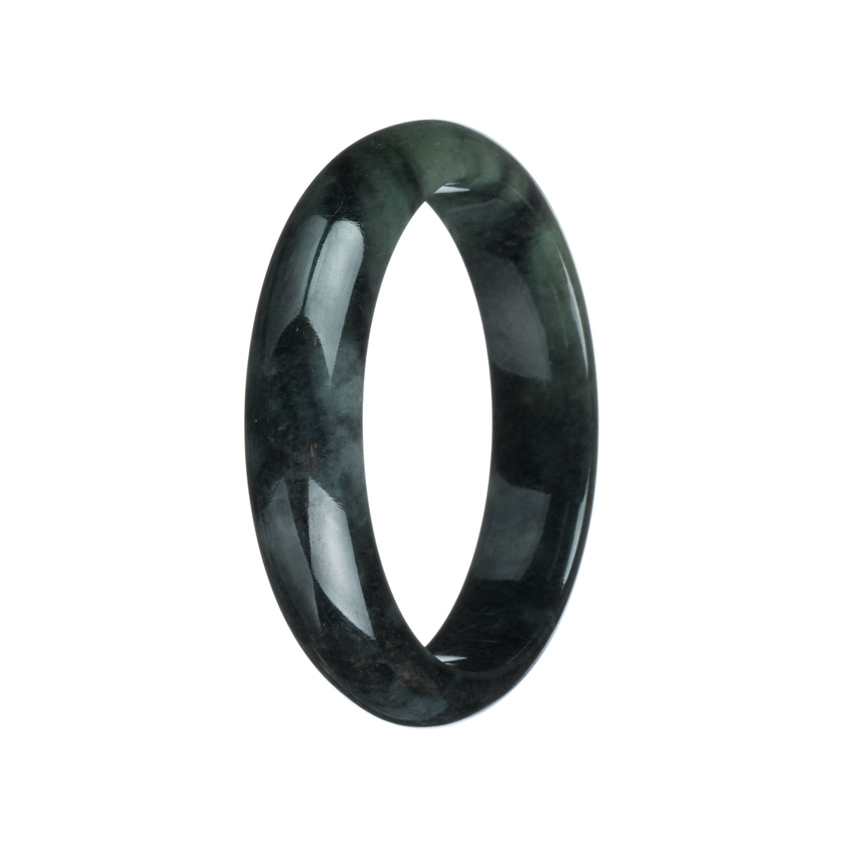 Genuine Type A Dark Green Jadeite Bangle - 55mm Half Moon