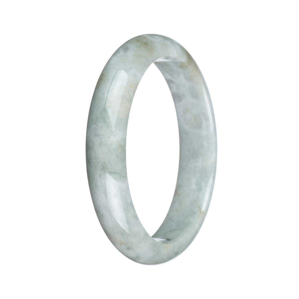 Real Untreated Grey with Dark Grey Pattern Burma Jade Bangle - 59mm Half Moon