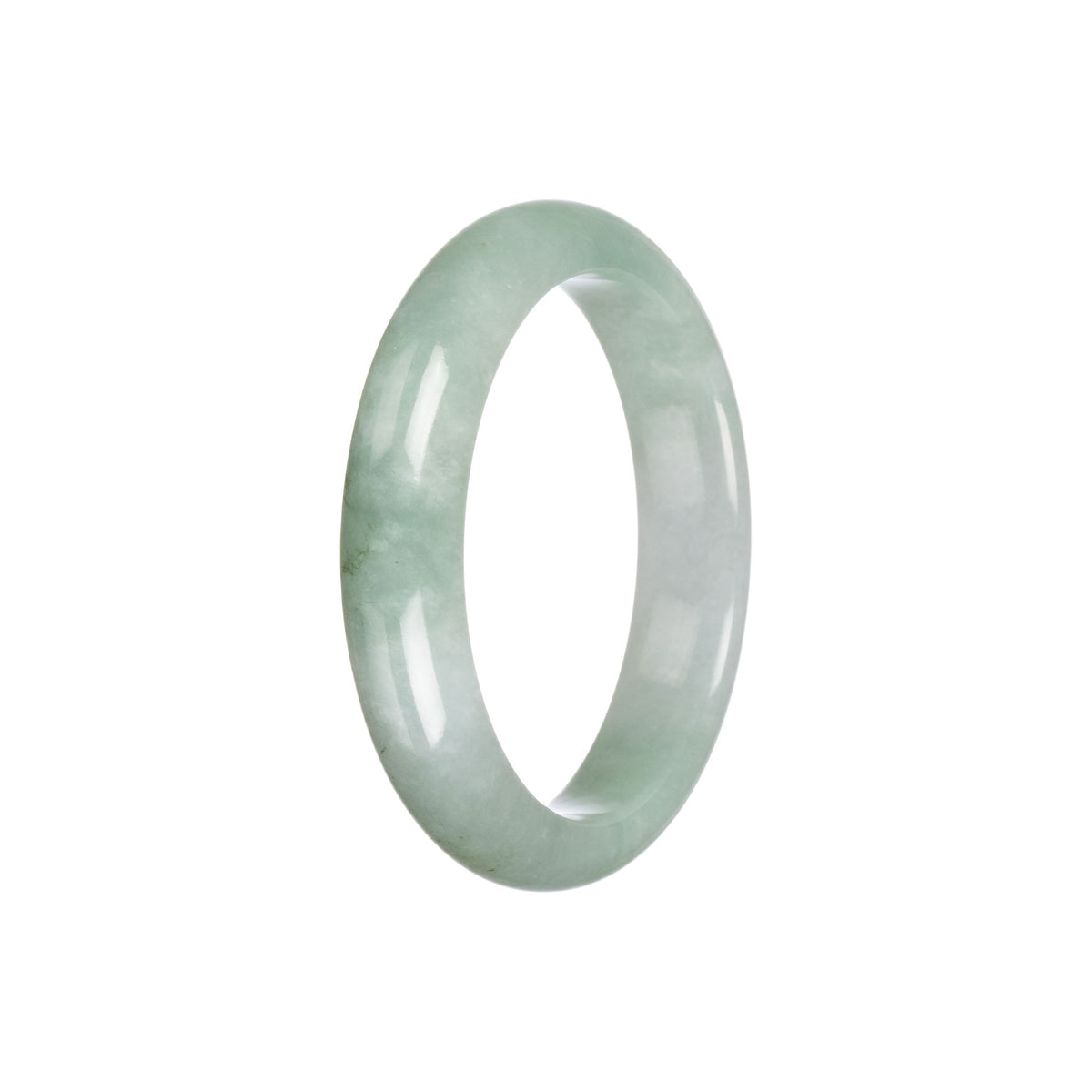 Real Untreated Light Green and Green Burma Jade Bracelet - 53mm Half Moon