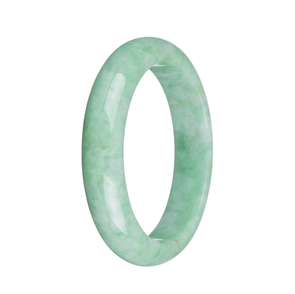 Real Natural Apple Green Jade Bracelet - 58mm Half Moon