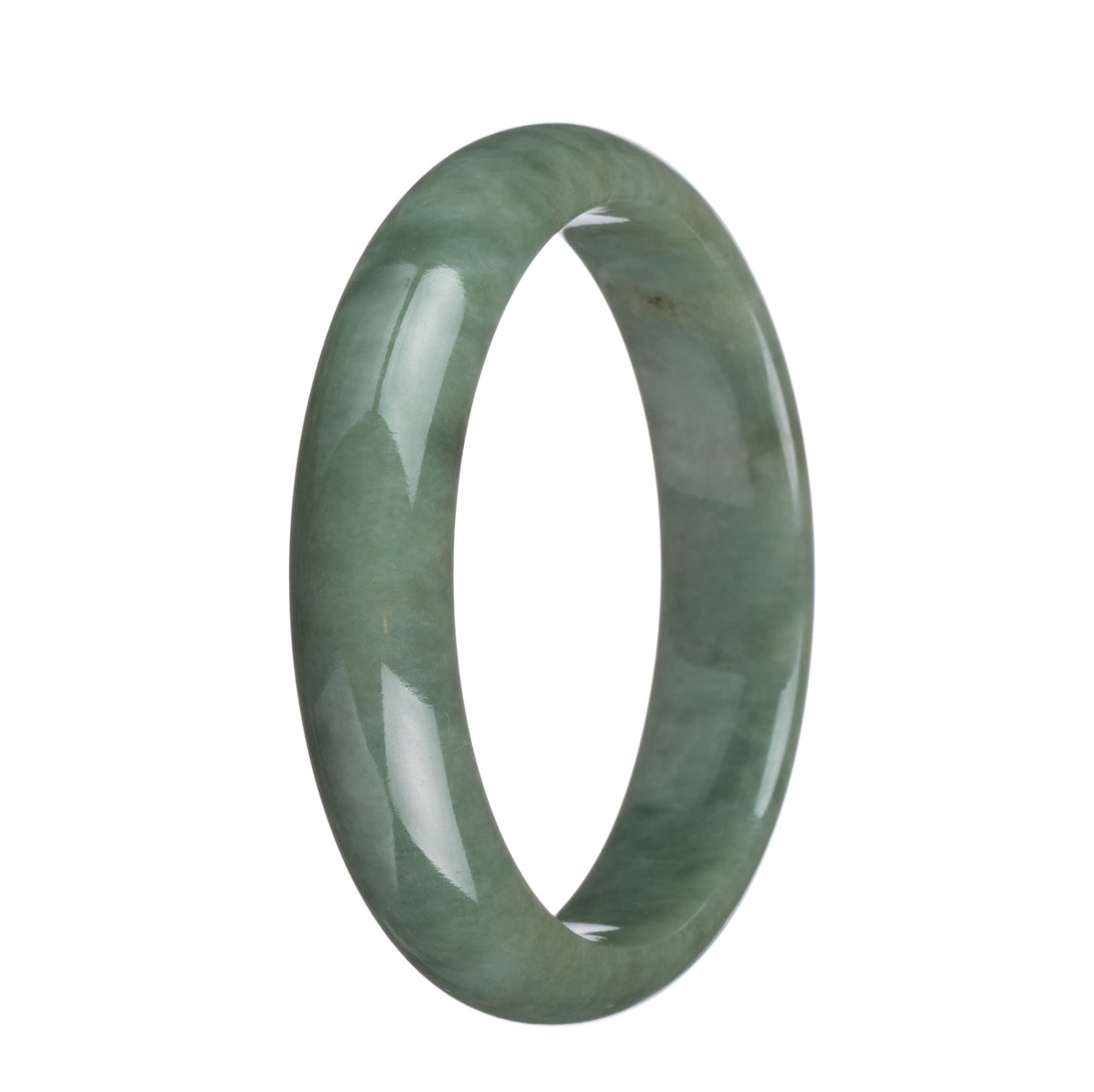 Genuine Untreated Green Traditional Jade Bangle Bracelet - 64mm Half Moon