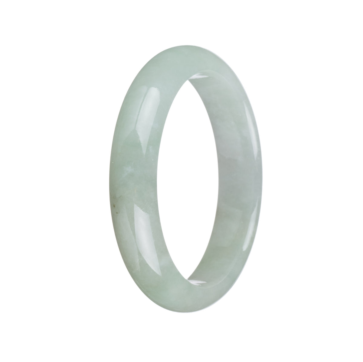 Real Type A Light Green Jadeite Jade Bangle Bracelet - 55mm Half Moon