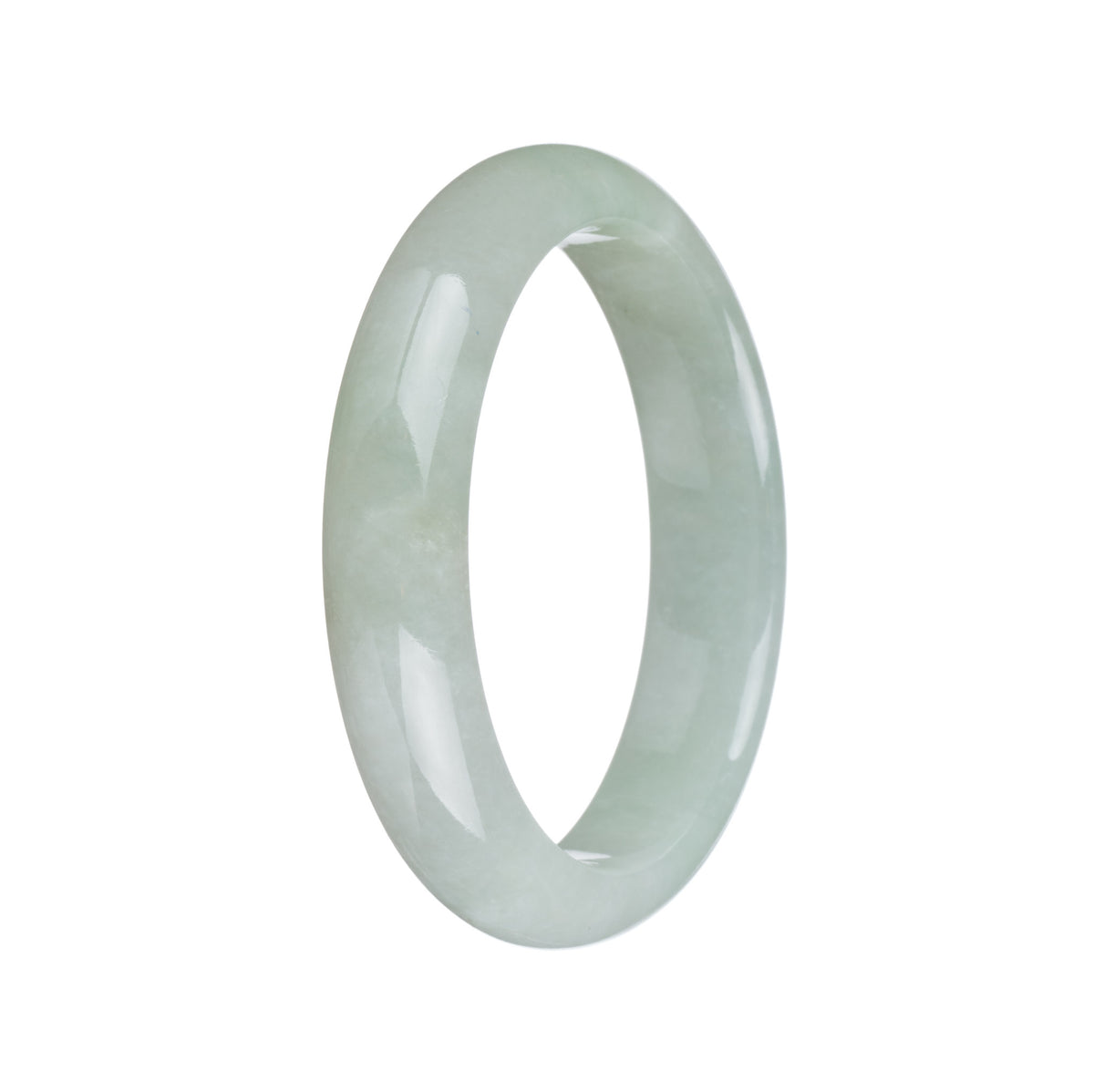 Real Type A Light Green Jadeite Jade Bangle Bracelet - 55mm Half Moon