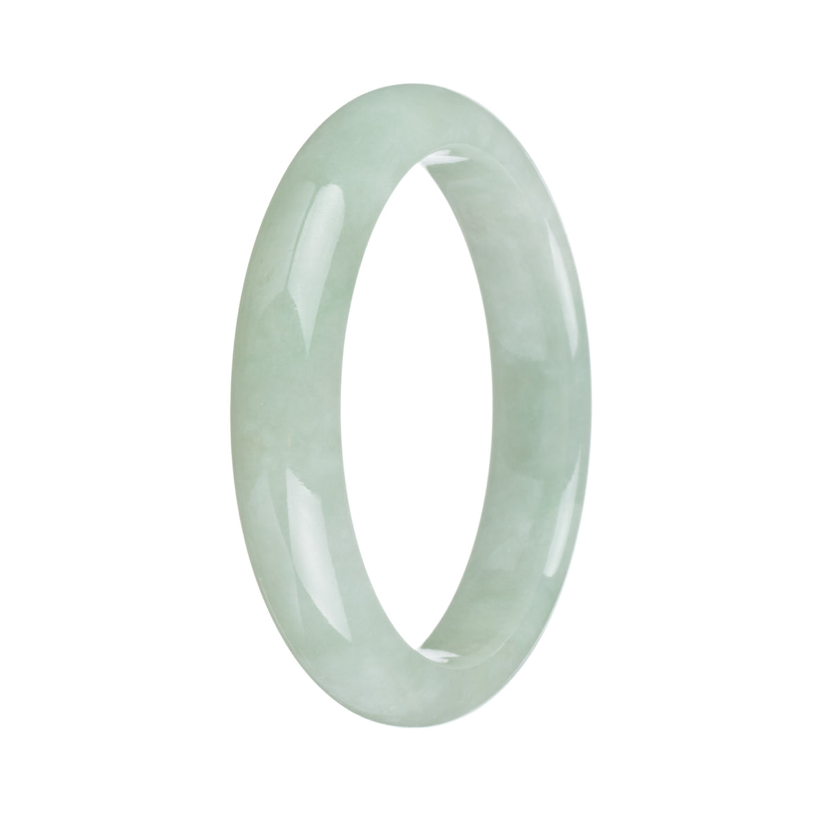 Authentic Grade A Green Jade Bangle Bracelet - 59mm Half Moon