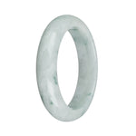 Genuine Grade A White with Green Pattern Jade Bracelet - 58mm Half Moon