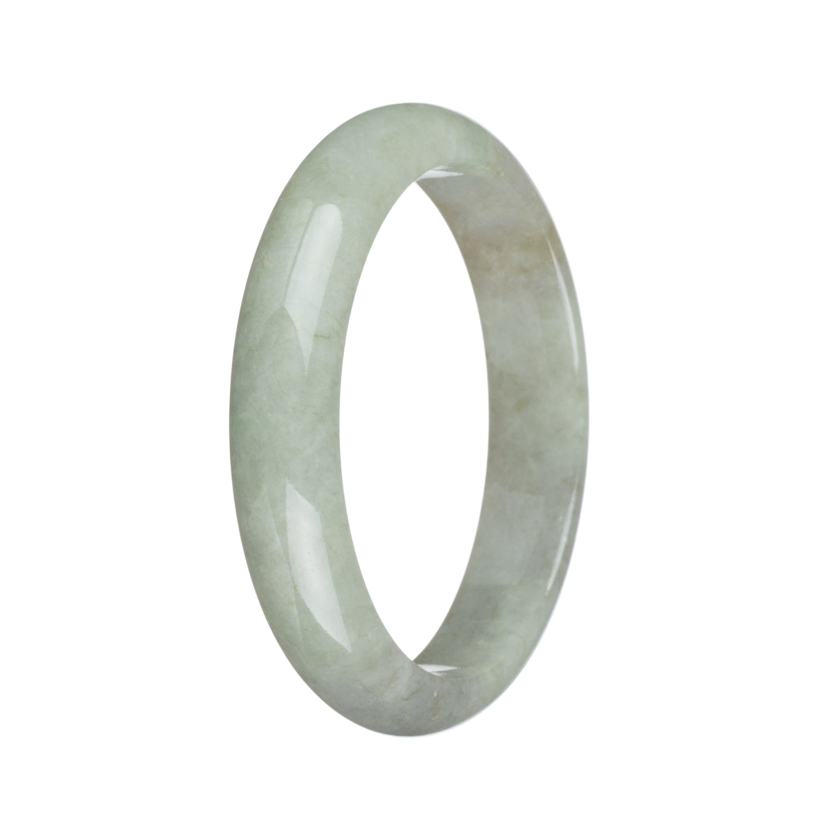 Genuine Untreated Pale Green Burmese Jade Bracelet - 58mm Half Moon