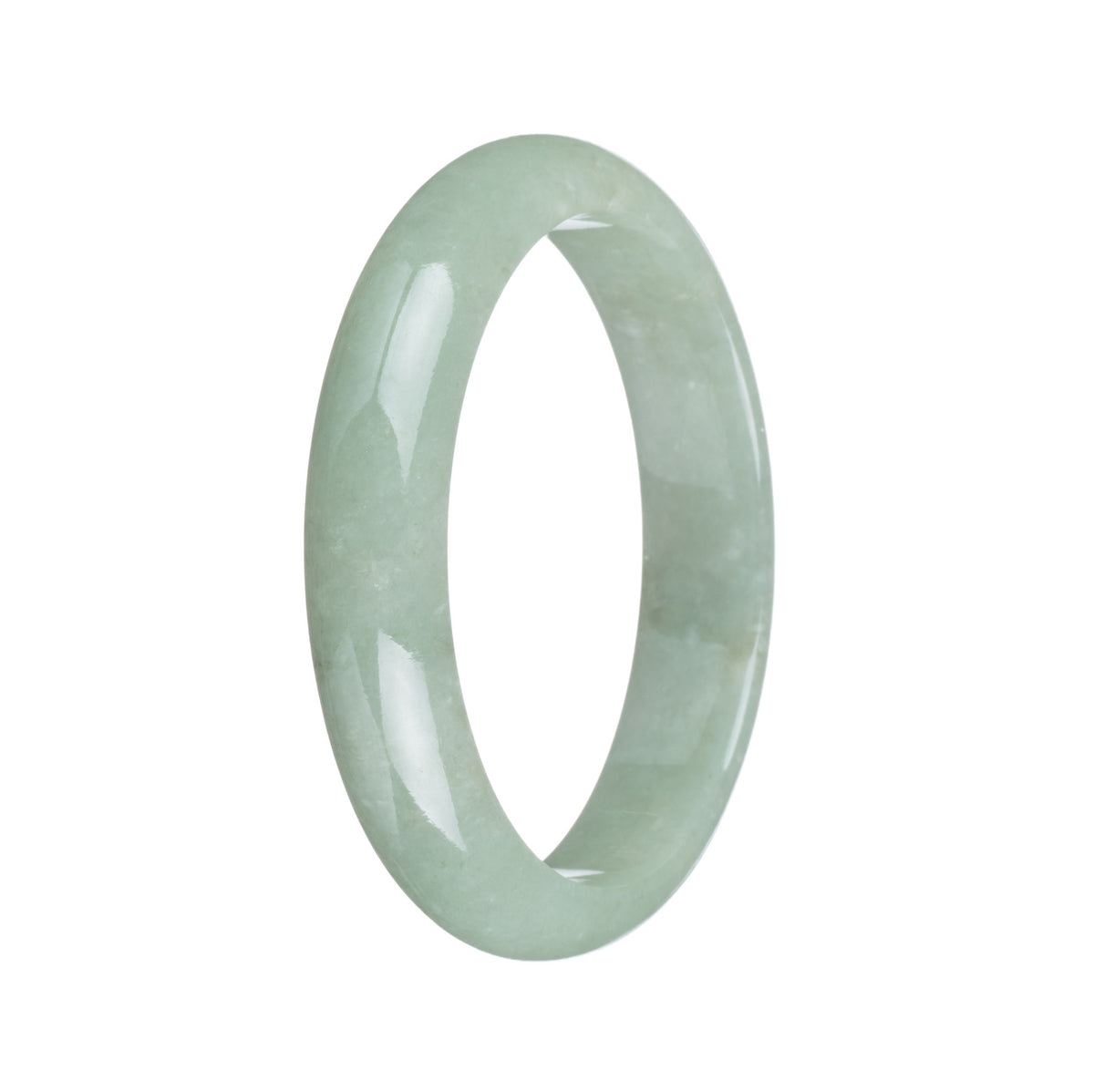 Authentic Grade A Green Traditional Jade Bangle Bracelet - 58mm Half Moon