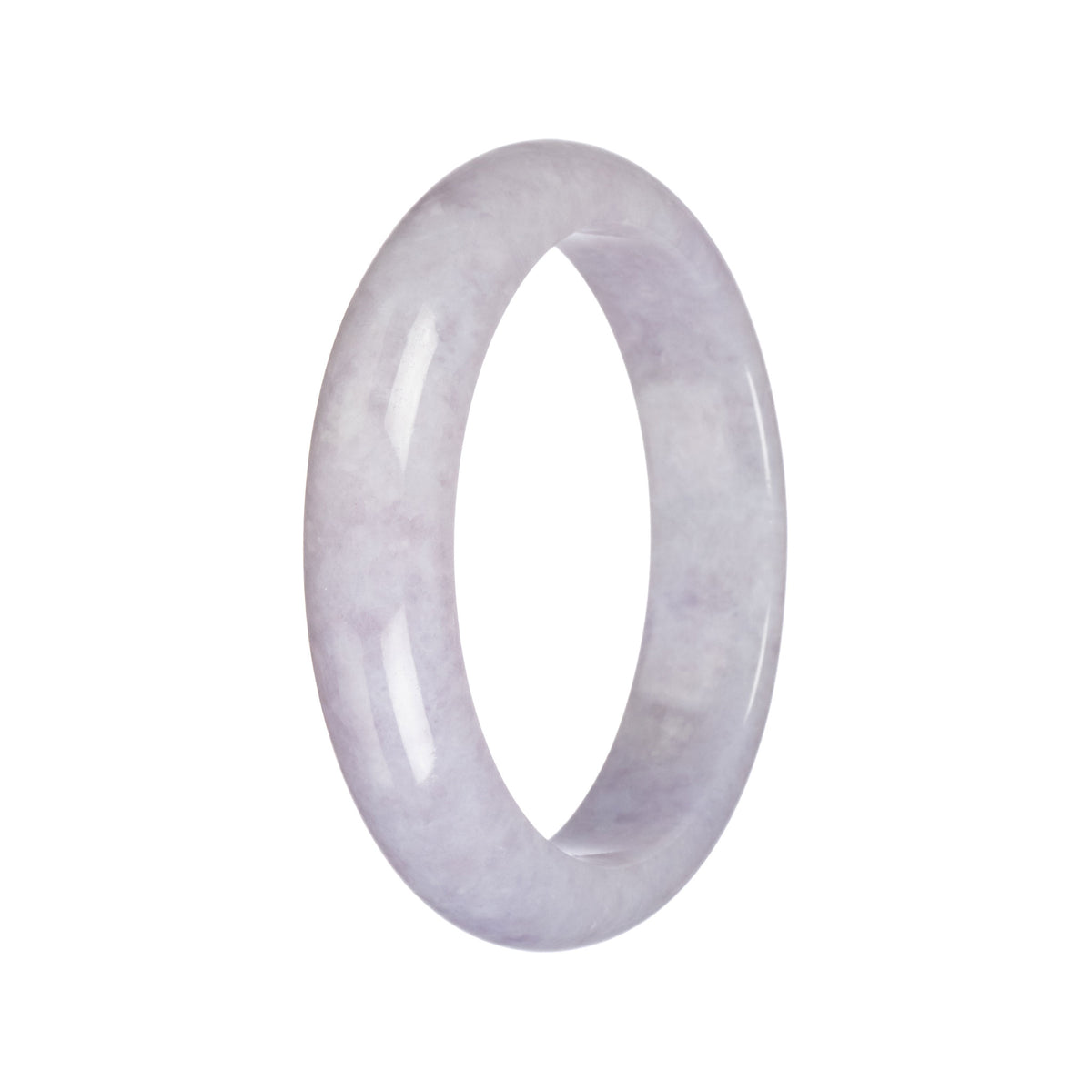 Real Natural Lavender Burma Jade Bangle - 61mm Half Moon