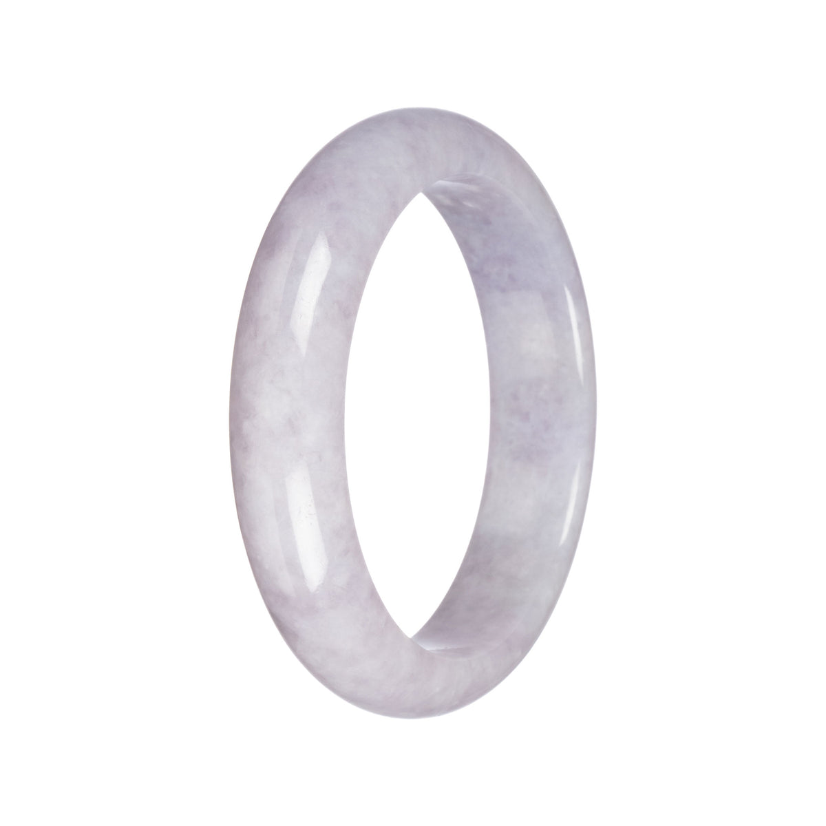 Real Natural Lavender Burma Jade Bangle - 61mm Half Moon