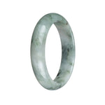 Real Grade A White with Green Patterns Jadeite Jade Bangle Bracelet - 56mm Half Moon
