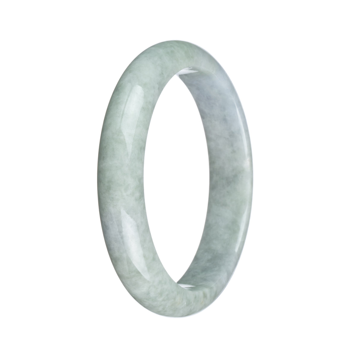 Genuine Type A Green with Lavender Patch Traditional Jade Bracelet - 59mm Half Moon