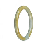 Authentic Type A Light Green with Yellow Burma Jade Bracelet - 55mm Petite Round